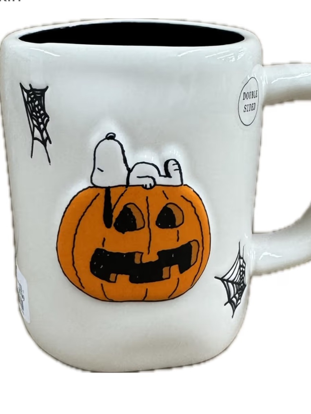 Rae Dunn x Peanuts Halloween Ceramic Mug with Snoopy Sleeping On a Pumpkin